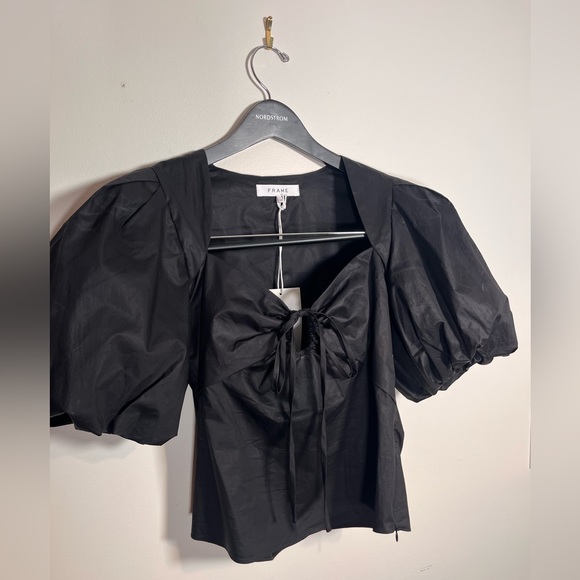 Frame Tie Neck Top Black size small - Picture 6 of 12